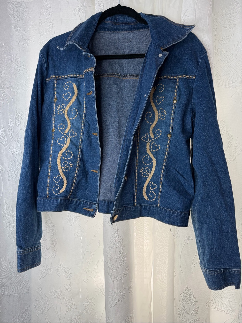Embellished Dark Blue Denim Jacket - Women